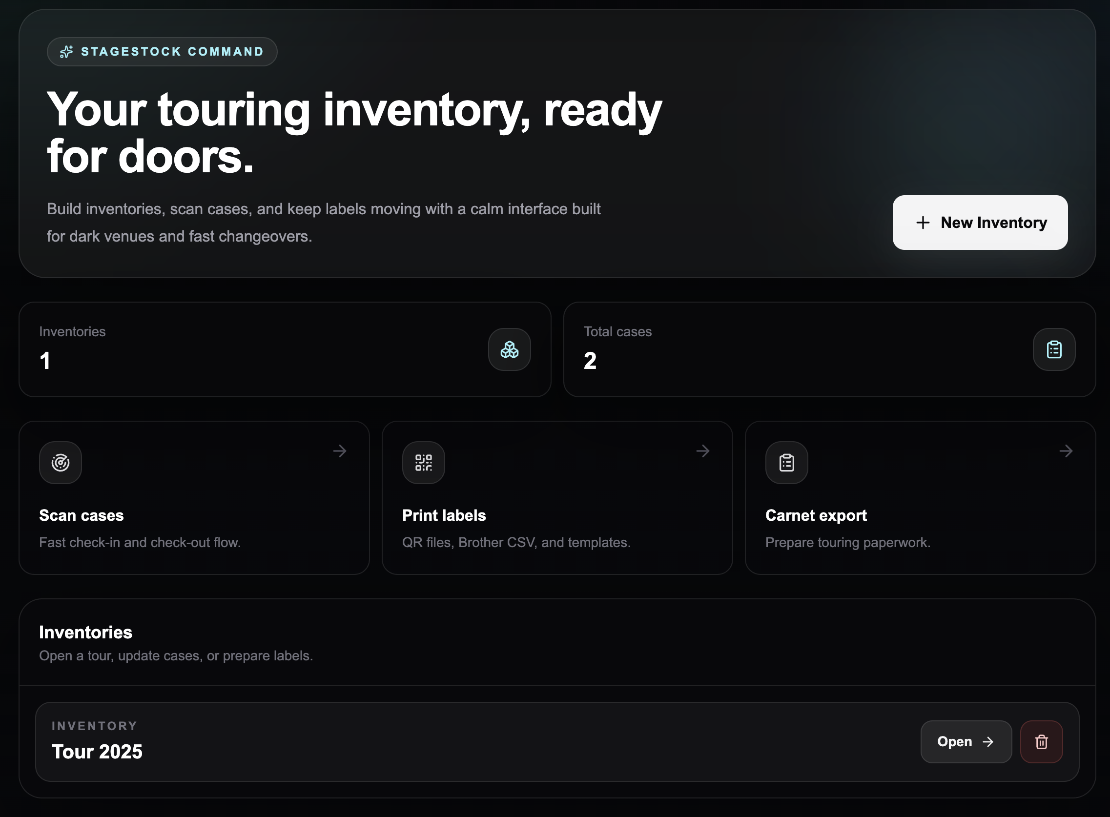 StageStock dashboard preview